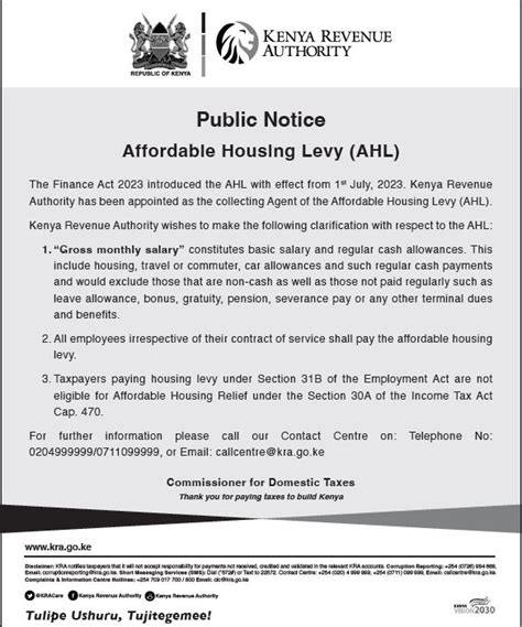 public notice on housing levy
